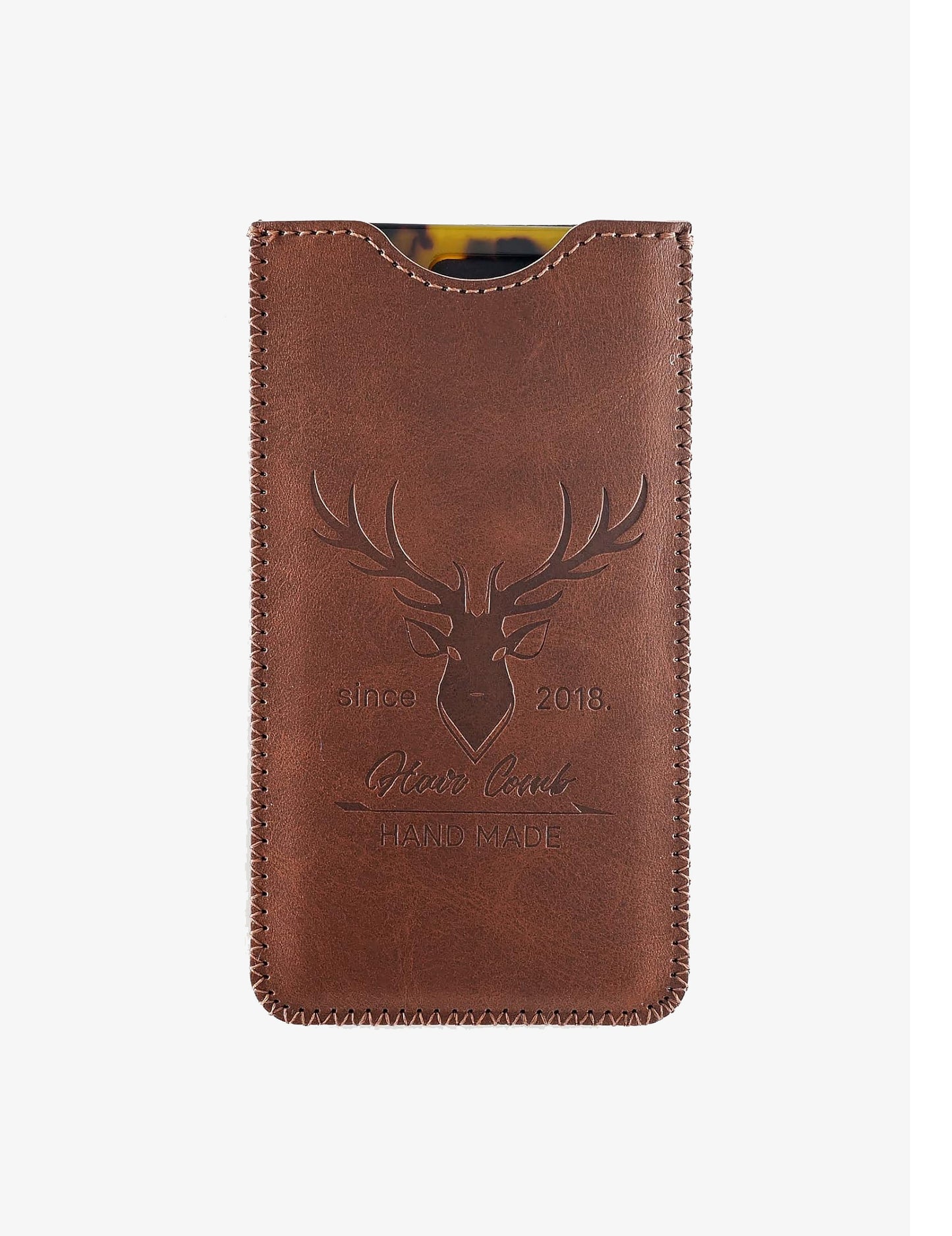 Wide Tooth Comb with Leather Case